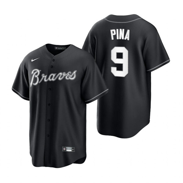 Mens Atlanta Braves #9 Manny Pina Nike 2022 Black Collection Jersey