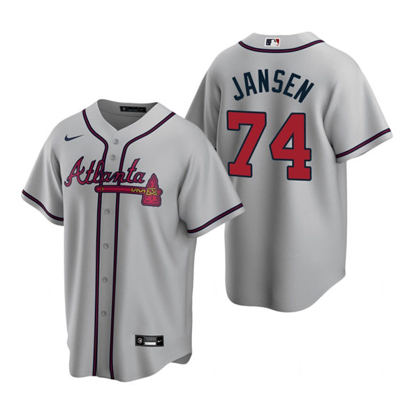 Mens Atlanta Braves #74 Kenley Jansen Grey Away Stitched CoolBase Jersey