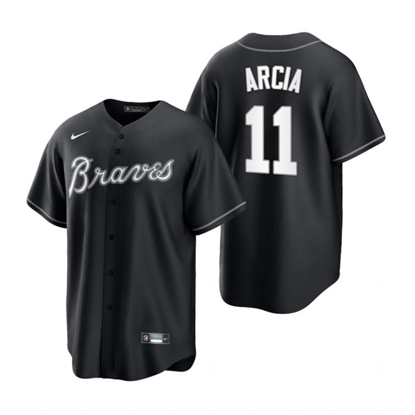 Mens Atlanta Braves #11 Orlando Arcia Nike 2022 Black Collection Jersey