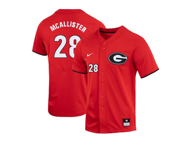 Mens Youth Georgia Bulldogs #28 Joshua McAllister Diamonds Nike 2022 Red College Baseball Game Jersey