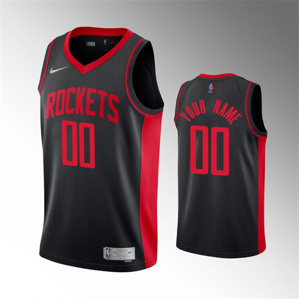 Men's Youth Houston Rockets Custom Nike Black 2021 Earned Edition Swingman Jersey