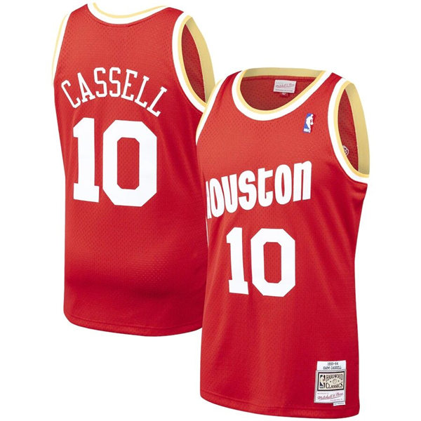 Mens Houston Rockets #10 Sam Cassell Red Mitchell & Ness 1993-94 Hardwood Classics Swingman Jersey