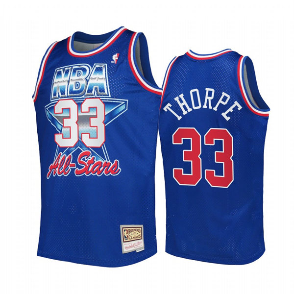 Mens Houston Rockets #33 Otis Thorpe Blue 1992 All-Star Hardwood Classics Jersey