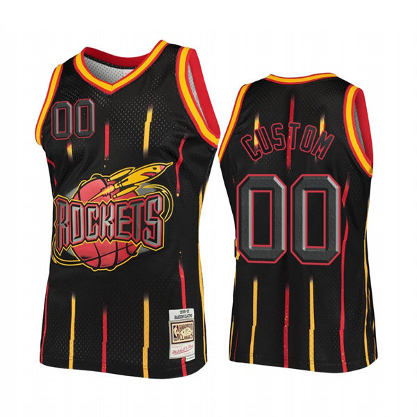Mens Youth Houston Rockets Custom Black Mitchell & Ness Hardwood Classics Rings Collection Jersey