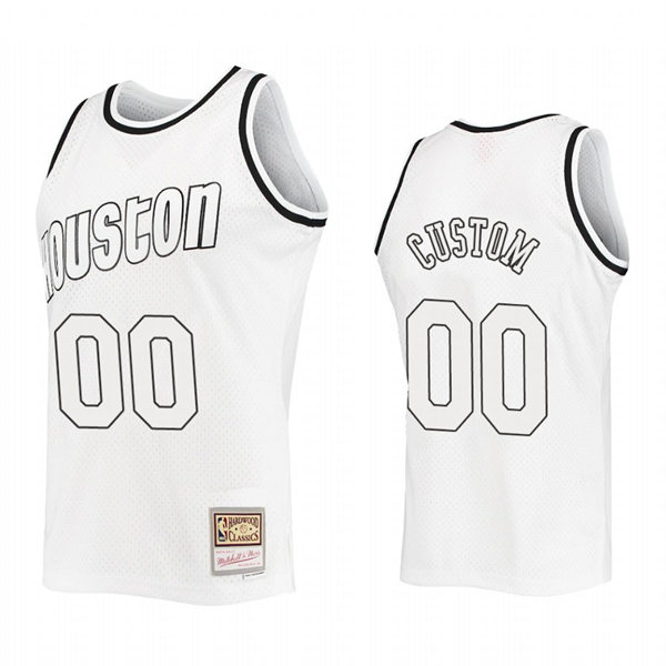 Mens Youth Houston Rockets Custom WhiteOut Mitchell & Ness Hardwood Classics Jersey