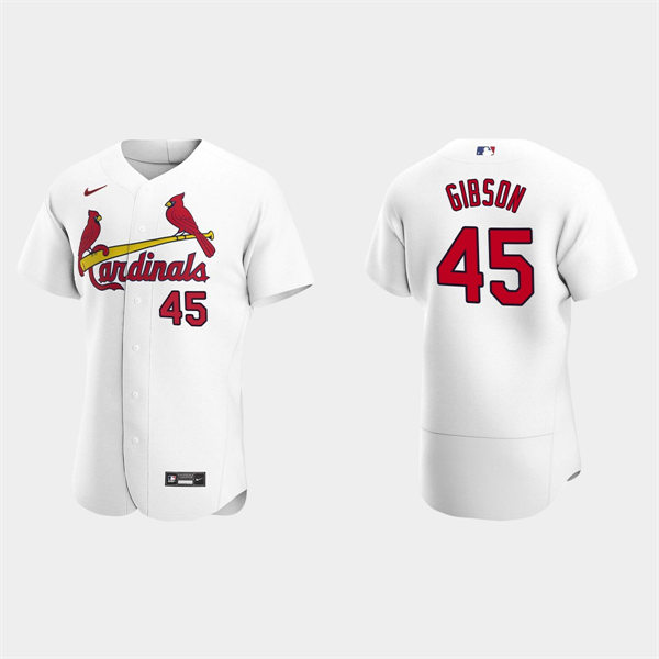 Mens St. Louis Cardinals Retired Player #45 Bob Gibson Nike White Home FlexBase Jersey