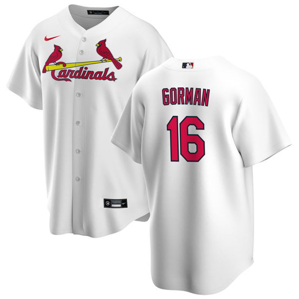 Men's St. Louis Cardinals #16 Nolan Gorman White Home CoolBase Jersey