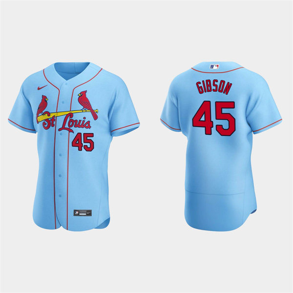 Mens St. Louis Cardinals Retired Player #45 Bob Gibson Nike Light Blue Alternate FlexBase Jersey