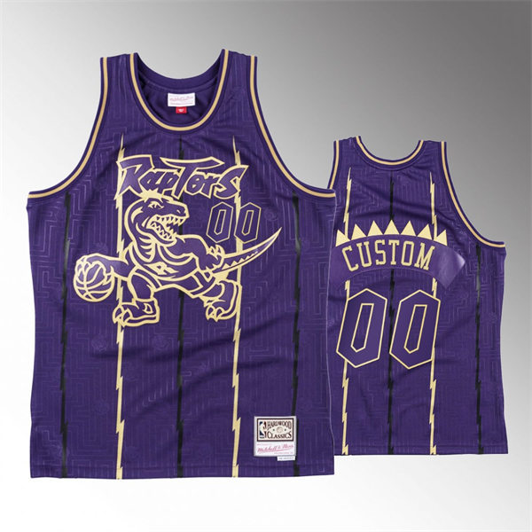 Men's Youth Toronto Raptors Custom Purple Gold Chinese New Year Hardwood Classics Jersey