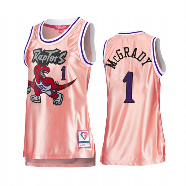 Womens Toronto Raptors #1 Tracy McGrady Pink 75th Anniversary Rose Gold Swingman Jersey