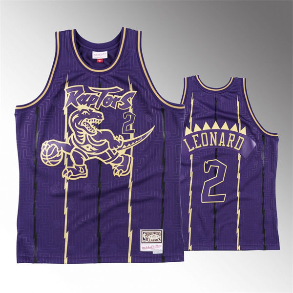 Men's Toronto Raptors #2 Kawhi Leonard Purple Gold Chinese New Year Hardwood Classics Jersey