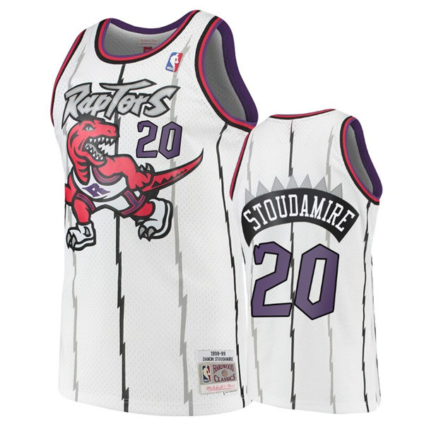 Mens Toronto Raptors #20 Damon Stoudamire White Mitchell & Ness Hardwood Classic Jersey