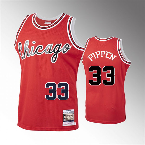 Mens Chicago Bulls #33 Scottie Pippen Red 1984-85 Hardwood Classics Jersey