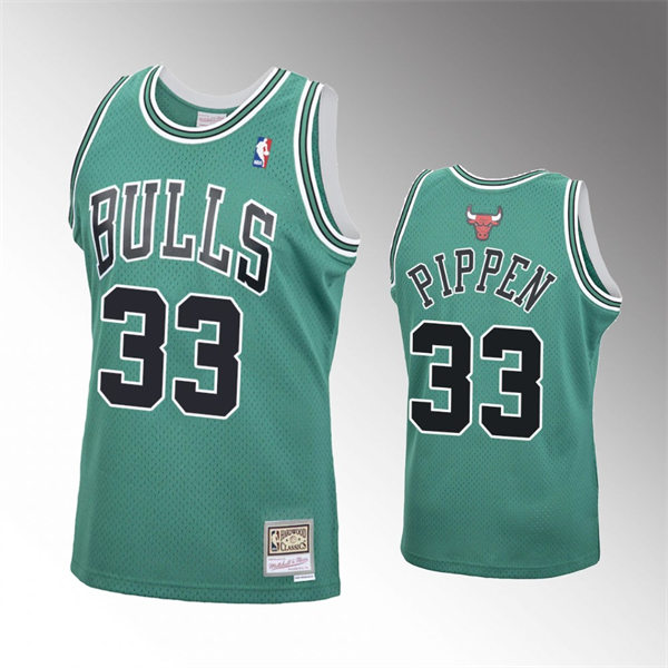 Mens Chicago Bulls #33 Scottie Pippen St. Patrick Green Throwback Jersey