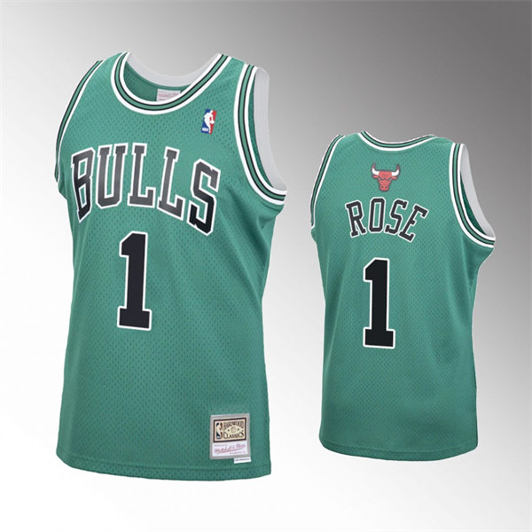 Mens Chicago Bulls #1 Derrick Rose St. Patrick Green Throwback Jersey