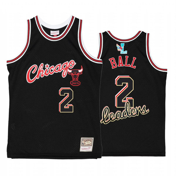 Mens Chicago Bulls #2 Lonzo Ball Mitchell & Ness My Towns Leaders Black Windy City Jersey