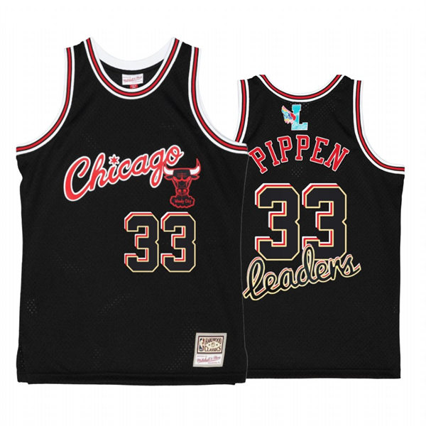 Mens Chicago Bulls #33 Scottie Pippen Mitchell & Ness My Towns Leaders Black Windy City Jersey