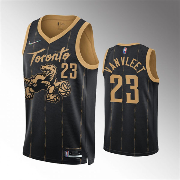 Mens Toronto Raptors #23 Fred VanVleet Black Stitched 2021-22 City Edition Jersey