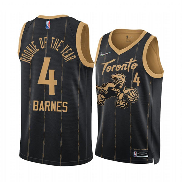 Mens Toronto Raptors #4 Scottie Barnes Black Stitched 2021-22 City Edition Jersey
