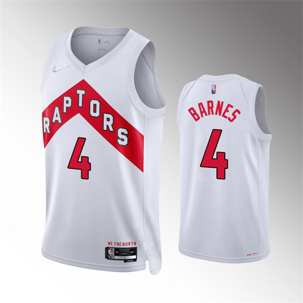 Mens Toronto Raptors #4 Scottie Barnes White Association Edition Swingman Jersey