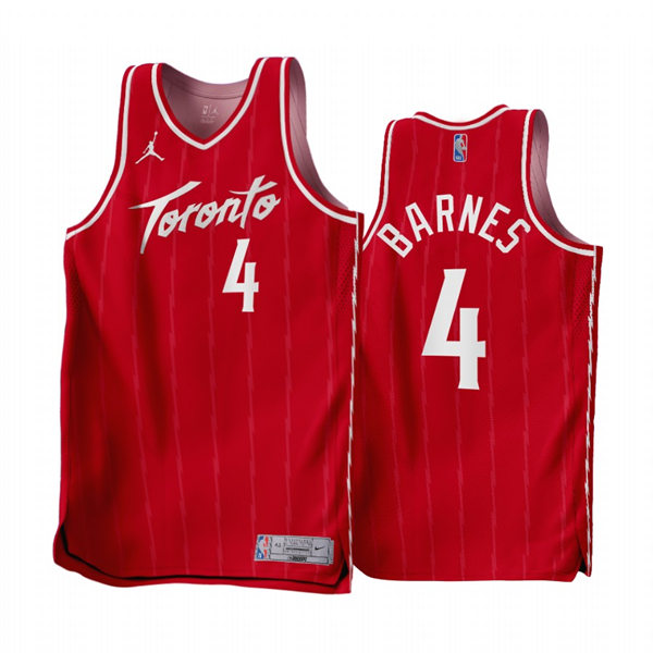 Mens Toronto Raptors #4 Scottie Barnes 2022-23 Red Earned Edition Jersey(5)