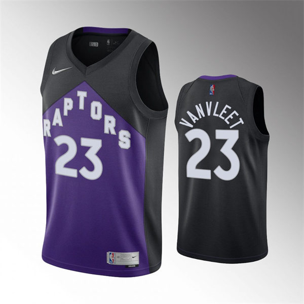 Mens Toronto Raptors #23 Fred VanVleet Black Purple 2021 Earned Edition Swingman Jersey