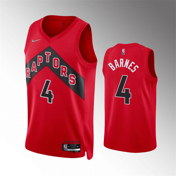 Mens Toronto Raptors #4 Scottie Barnes Diamond Badge Red Icon Edition Jersey