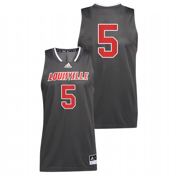 Mens Youth Louisville Cardinals #5 Malik Williams Grey College Basketball Reverse Retro Jersey