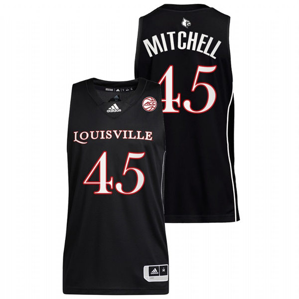 Mens Youth Louisville Cardinals #45 Donovan Mitchell 2022 Black College Basketball Jersey