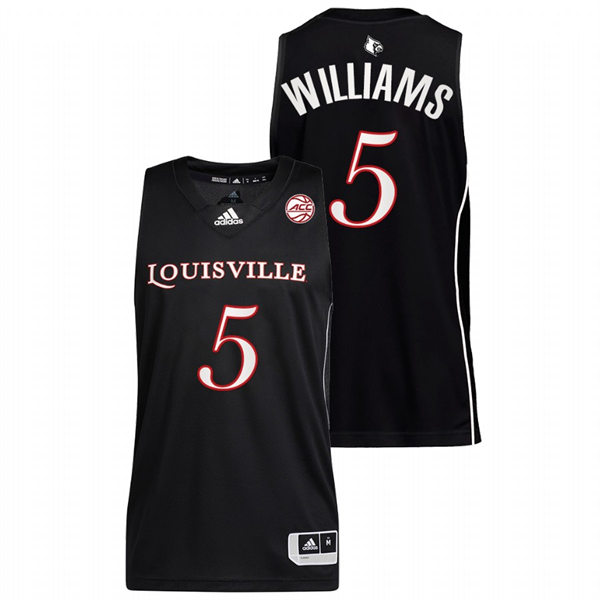Mens Youth Louisville Cardinals #5 Malik Williams 2022 Black College Basketball Jersey
