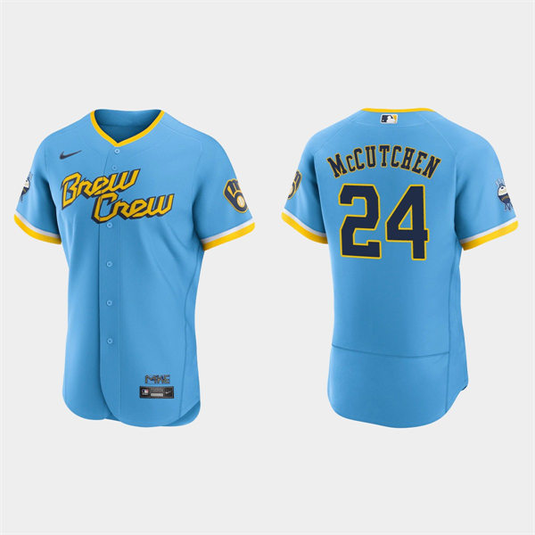 Mens Milwaukee Brewers #24 Andrew McCutchen 2022 City Connect Jersey Powder Blue
