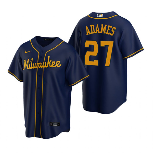 Youth Milwaukee Brewers #27 Willy Adames Nike Navy Alternate Jersey