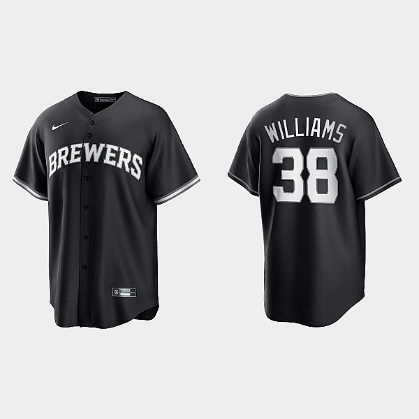 Mens Milwaukee Brewers #38 Devin Williams Nike Black Fashion Collection Jersey