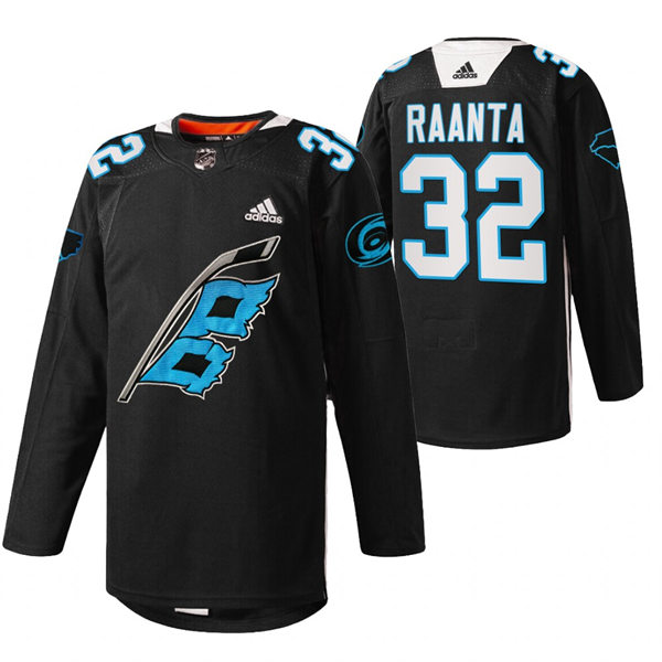 Mens Carolina Hurricanes #32 Antti Raanta 2022 Warm-up Black Night Jersey