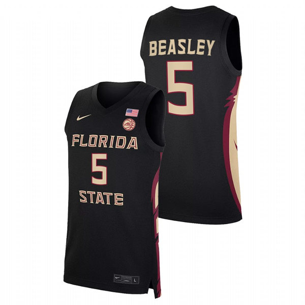 Mens Youth Florida State Seminoles #5 Malik Beasley Black College Basketball Jersey