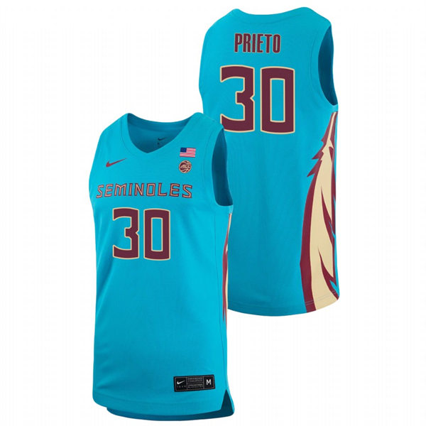 Mens Youth Florida State Seminoles #30 Harrison Prieto Light Blue Alternate College Basketball Jersey