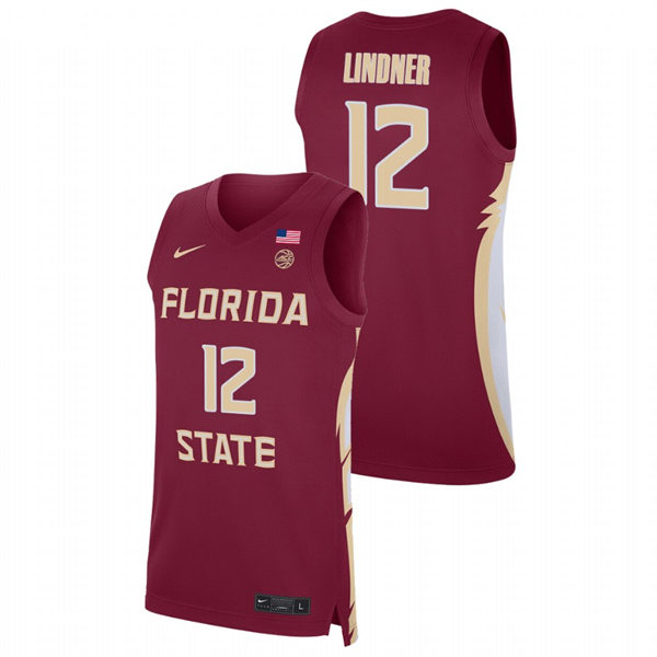 Mens Youth Florida State Seminoles #12 Justin Lindner Garnet College Basketball Jersey