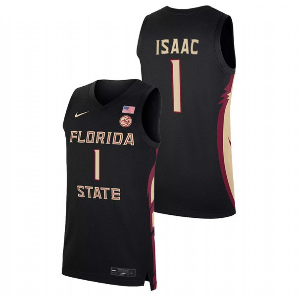 Mens Youth Florida State Seminoles #1 Jonathan Isaac Black College Basketball Jersey