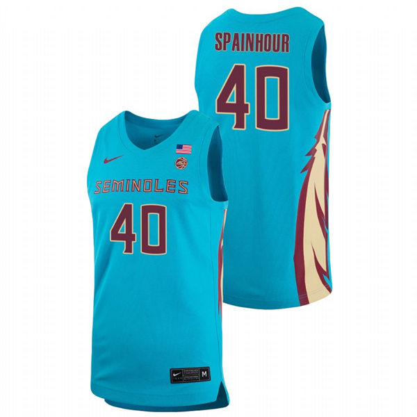 Mens Youth Florida State Seminoles #40 Isaac Spainhour Light Blue Alternate College Basketball Jersey