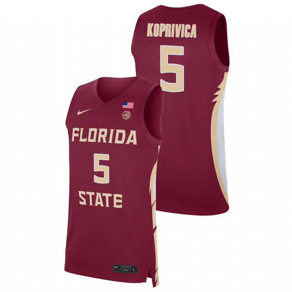 Mens Youth Florida State Seminoles #5 Balsa Koprivica Garnet College Basketball Jersey