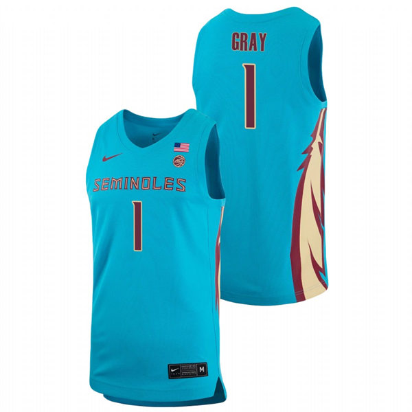 Mens Youth Florida State Seminoles #1 RaiQuan Gray Light Blue College Basketball Jersey