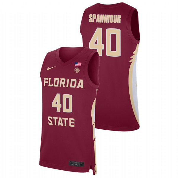 Mens Youth Florida State Seminoles #40 Isaac Spainhour Garnet College Basketball Jersey