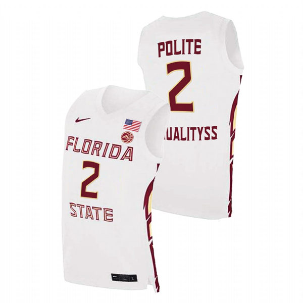 Mens Youth Florida State Seminoles #2 Anthony Polite White College Basketball Game Jersey