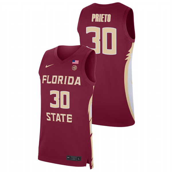 Mens Youth Florida State Seminoles #30 Harrison Prieto Garnet College Basketball Jersey