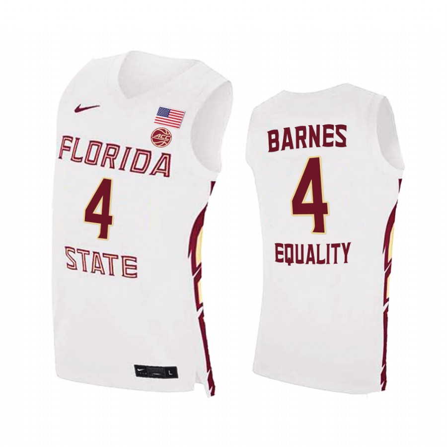 Mens Youth Florida State Seminoles #4 Scottie Barnes White College Basketball Game Jersey