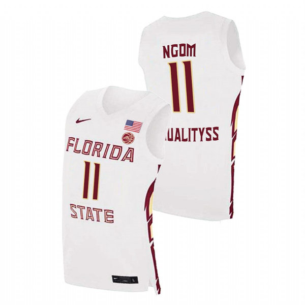 Mens Youth Florida State Seminoles #11 Tanor Ngom White College Basketball Game Jersey