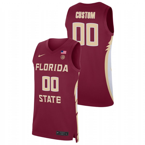 Mens Youth Florida State Seminoles Custom Nike Garnet College Basketball Game Jersey