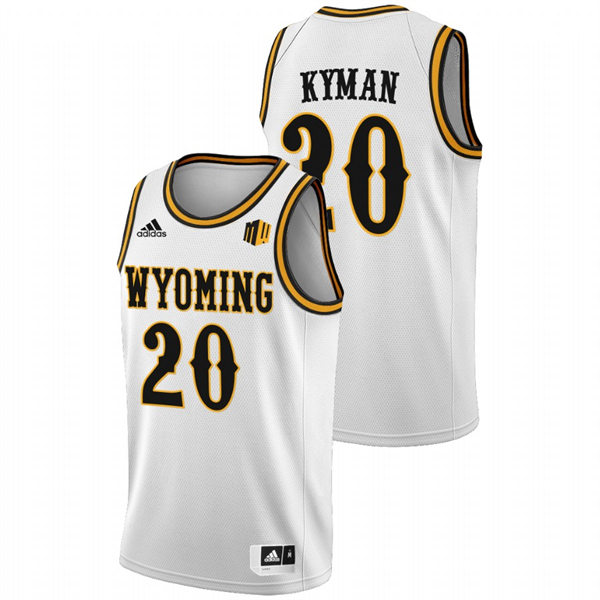 Mens Youth Wyoming Cowboys #20 Jake Kyman 2022 White College Basketball Game Jersey