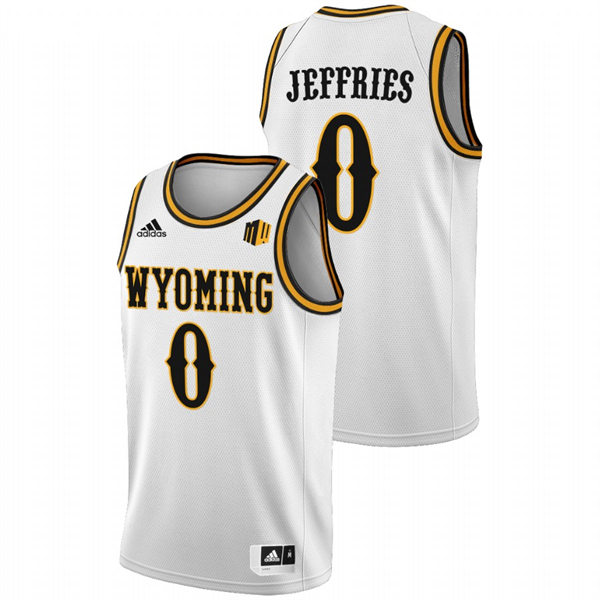 Mens Youth Wyoming Cowboys #0 Drake Jeffries 2022 White College Basketball Game Jersey