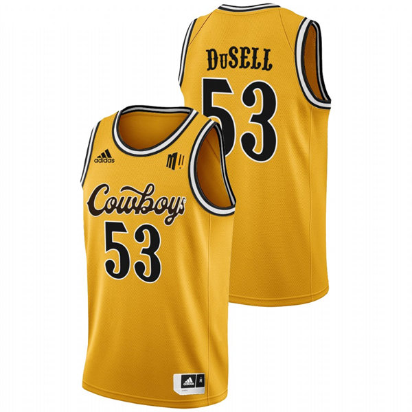 Mens Youth Wyoming Cowboys #53 Xavier DuSell 2022 Gold College Basketball Game Jersey